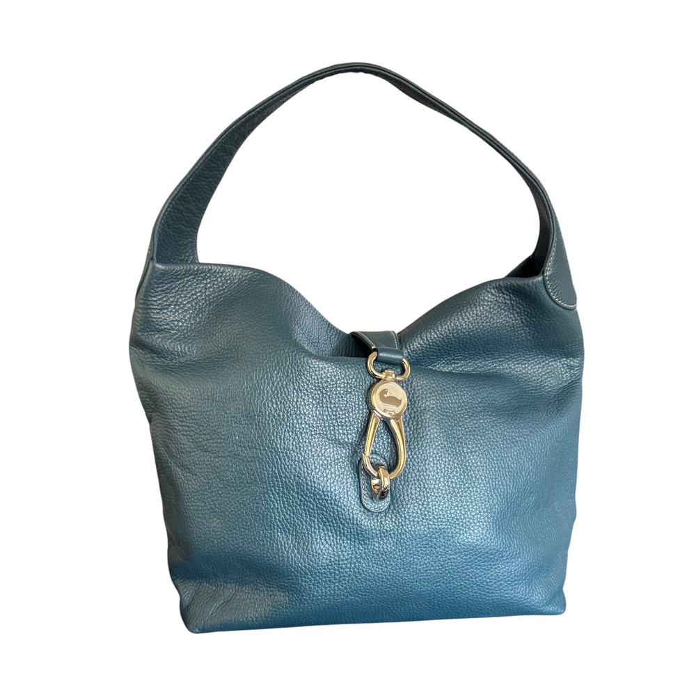 Dooney & Bourke Pebbled Leather Hobo Bag Teal Blue Duck Clasp NWOT